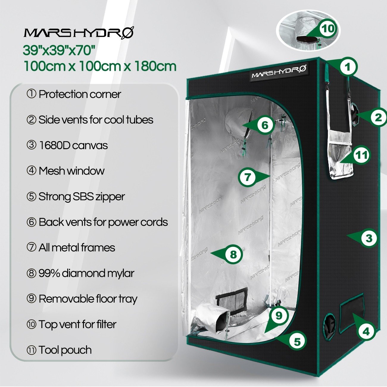 Mars Hydro 100x100x180 Grow Tent