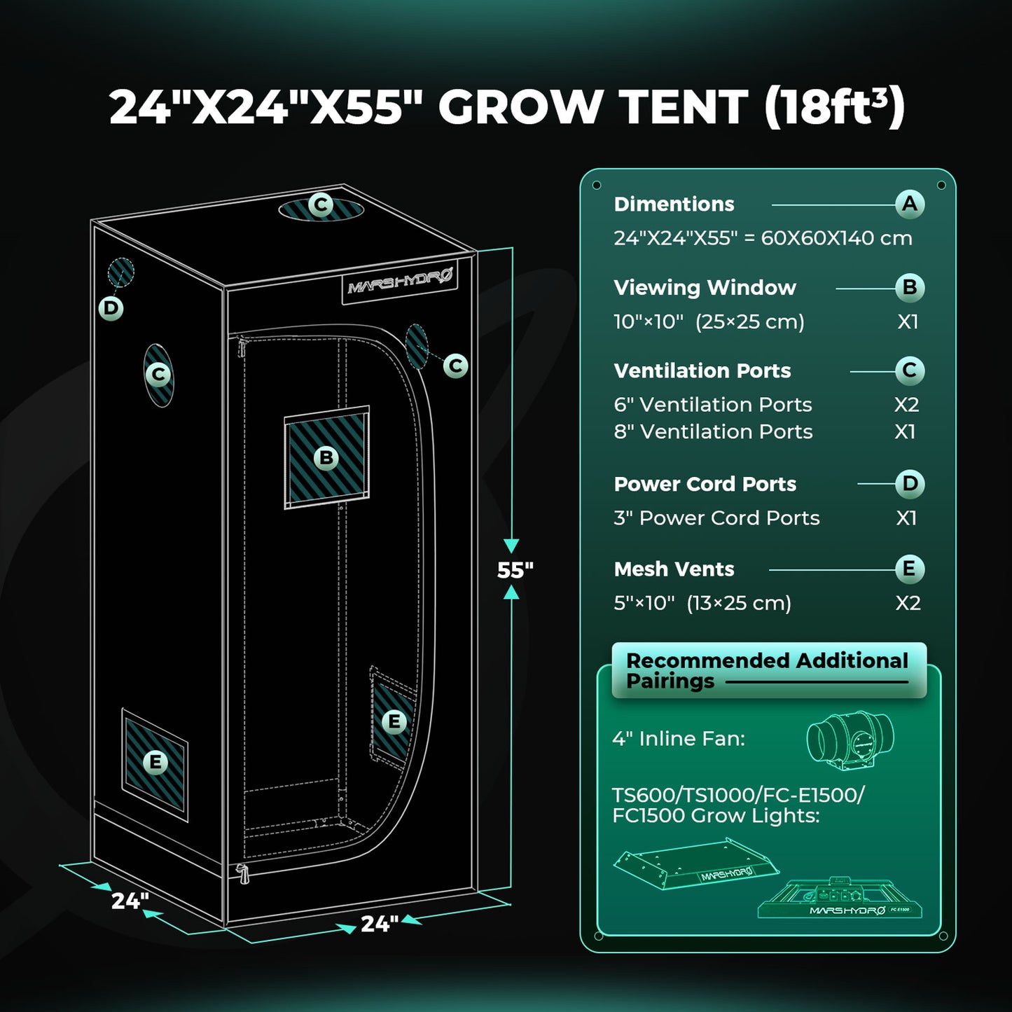 Mars Hydro 60x60x140 Grow Tent