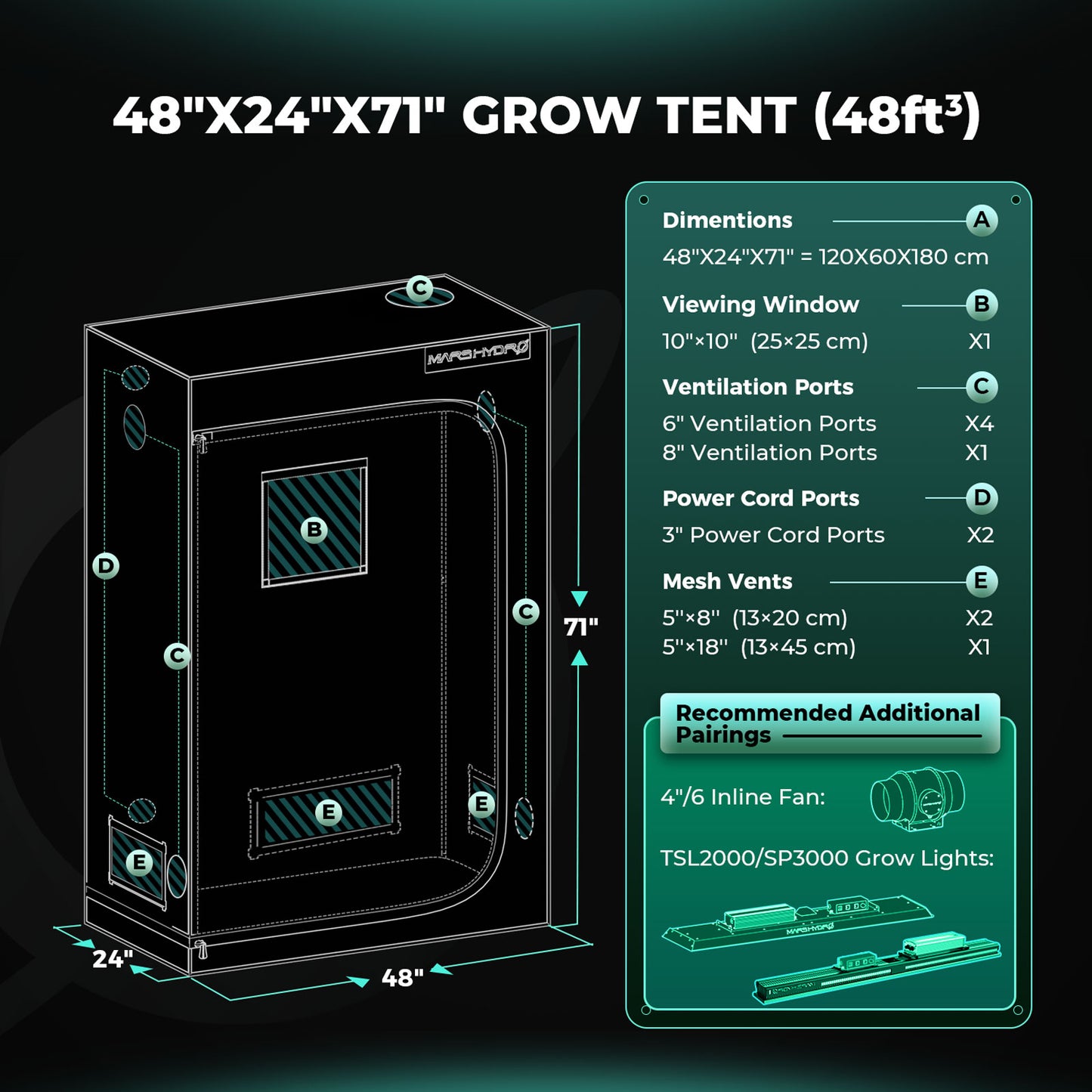 Mars Hydro Growers Kit TSL2000 Full Grow 120x60x180cm med Speed Controller