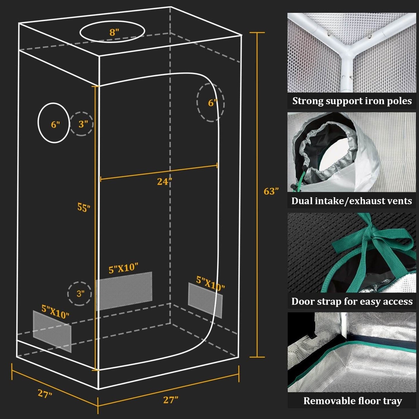 Mars Hydro TS 1000 80x80x160cm Indoor Tent Full Kits med Speed Controller