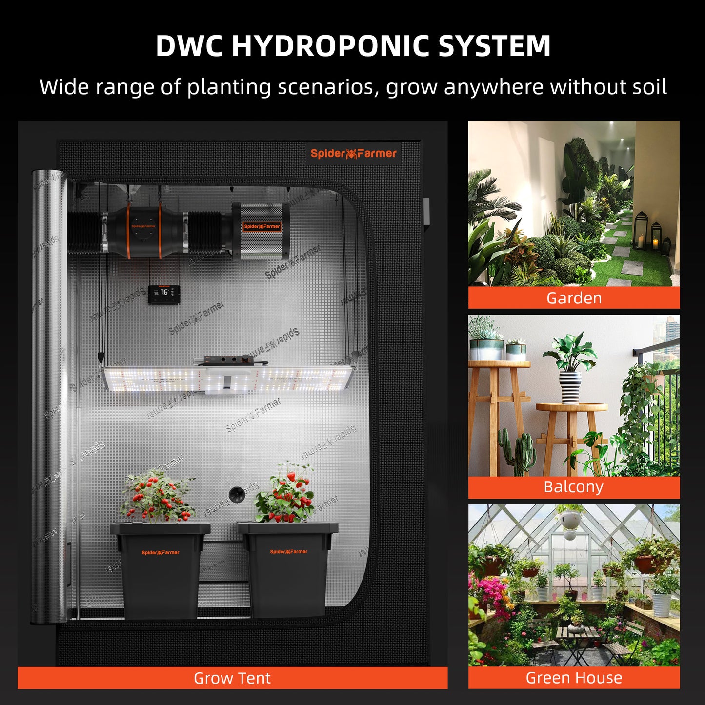 Spider Farmer DWC Hydroponics System med Top Drip Kit – 7 Gallon 2 Emner