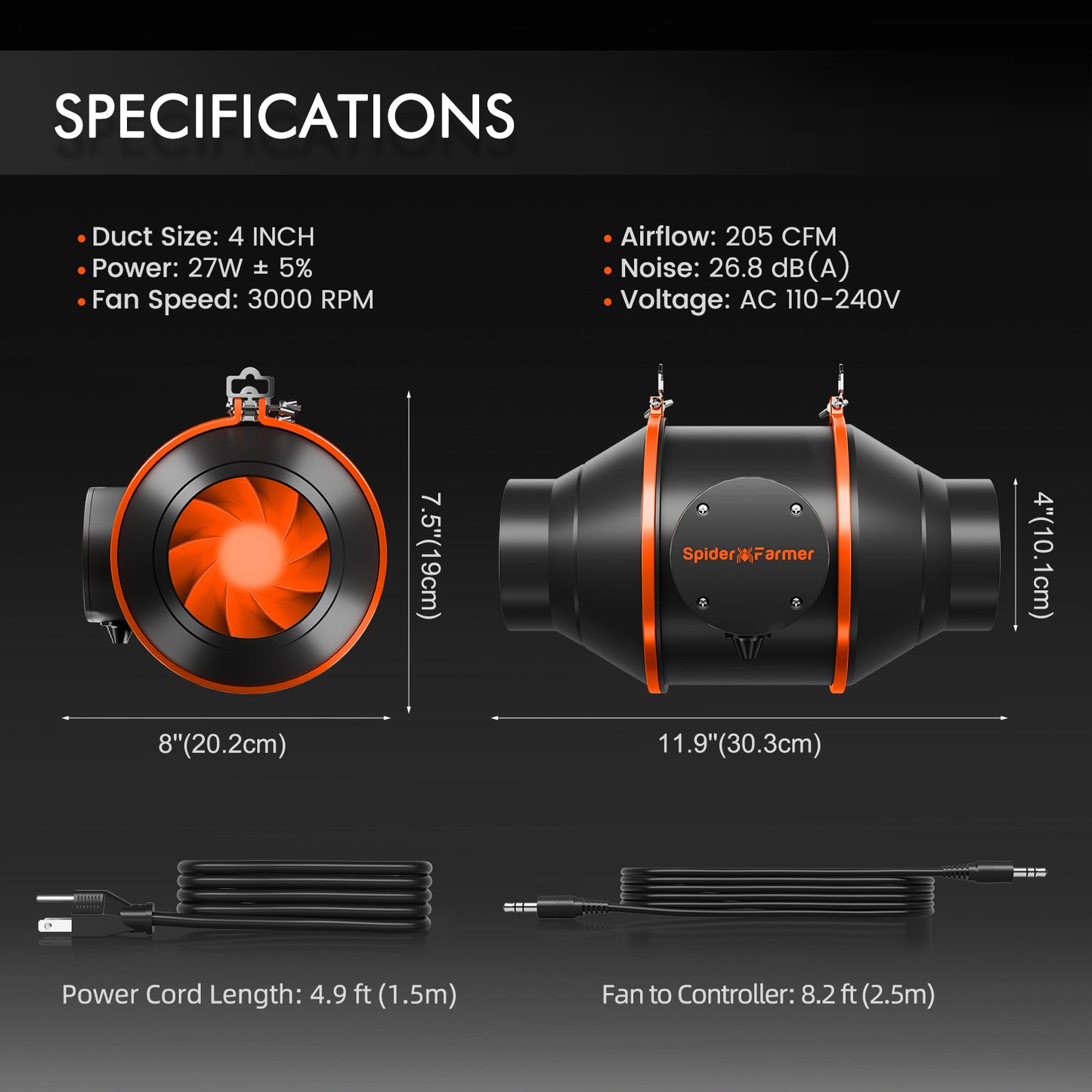 Spider Farmer G3000 Komplett Grow Kit 90x90x180cm Full Spectrum Speed ​​Controller