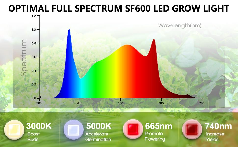 Spider Farmer SF600 74W 2,3 µmol/J LED Grow Light