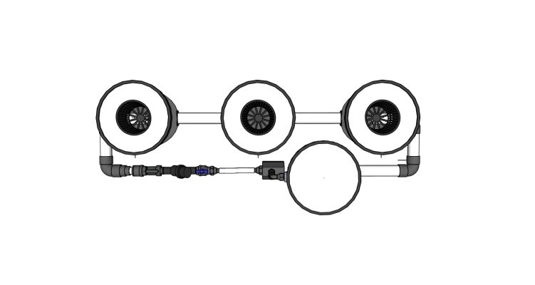 Growrilla (R)DWC PRO Hydroponic System – 3 In-Line Beholdere