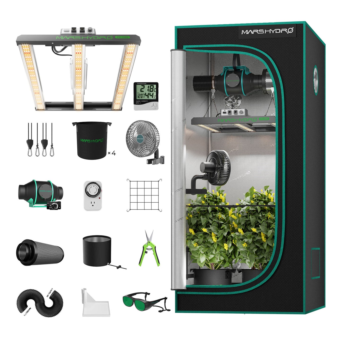 Mars Hydro Growers Kit FC E 1500 Full Grow 80x80x160cm med Speed Controller