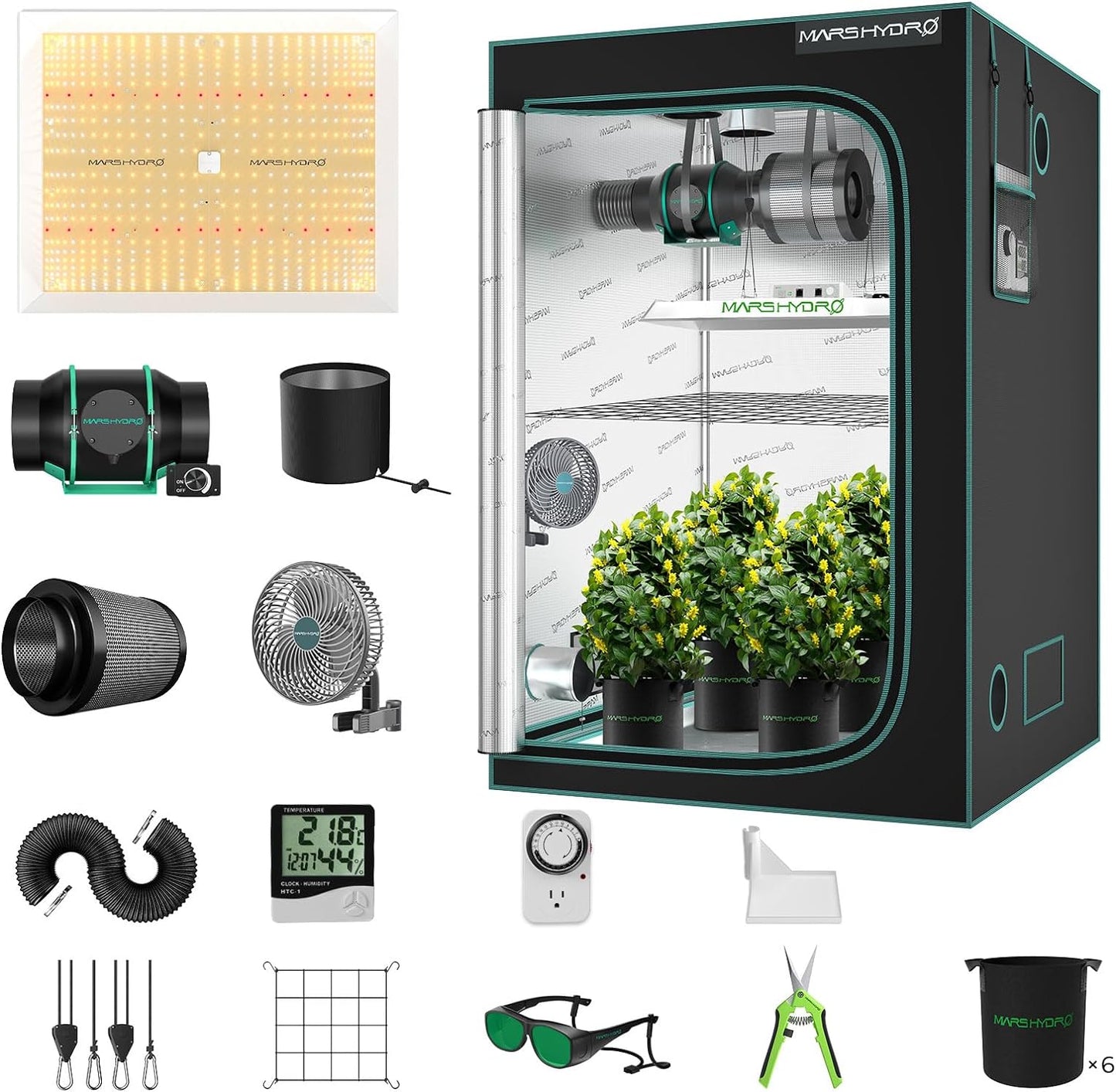 Mars Hydro Growers Kit TSW2000 Full Grow 120x120x200cm med Speed Controller eller Smart Monitor