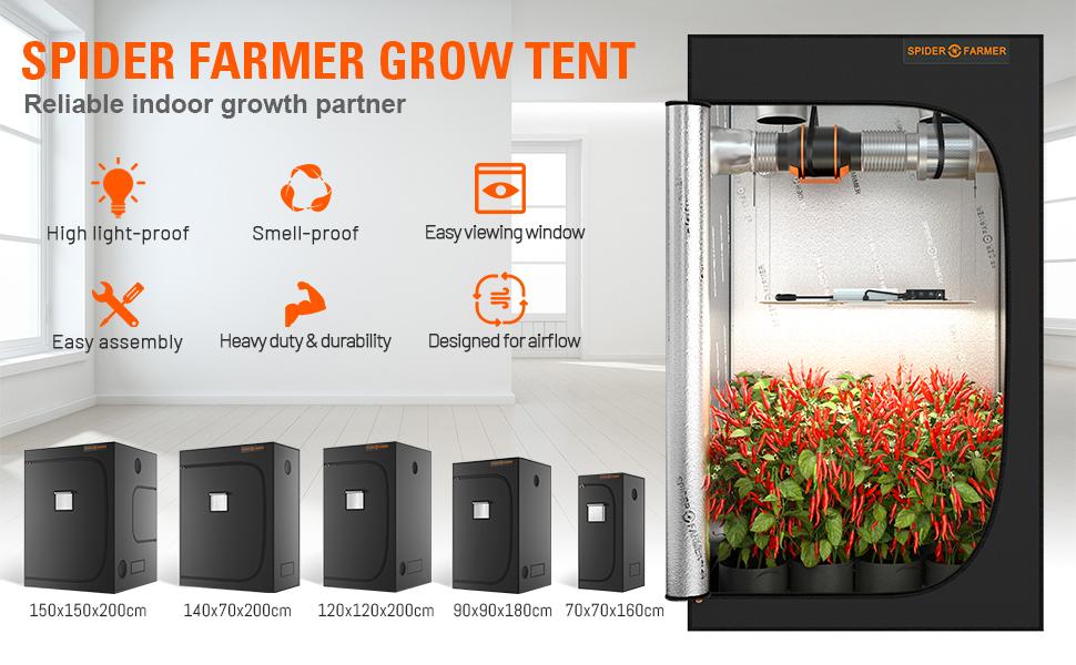 Spider Farmer 120x120x200cm Grow Tent