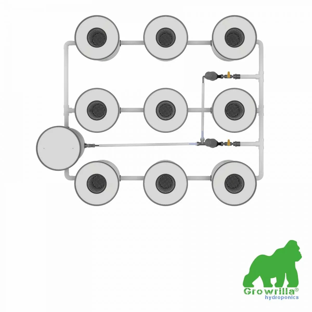 Growrilla (R)DWC Hydroponic 2.0 System – 9 beholdere